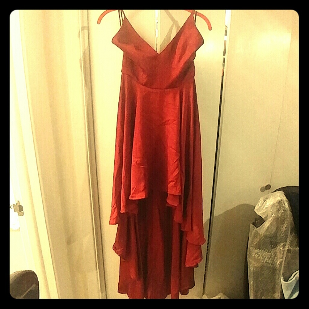 [No brand] red deep v spaghetti strap dress